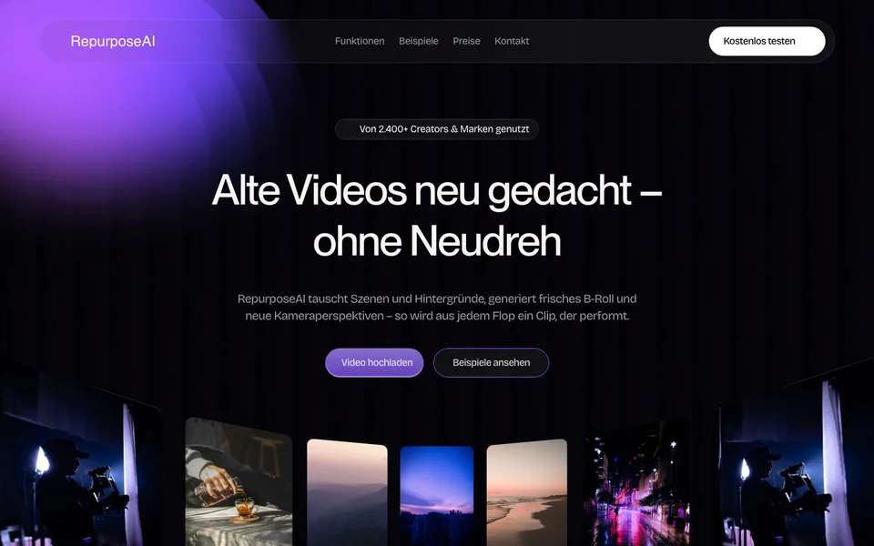 Website-Demo: RepurposeAI, KI-Videotool