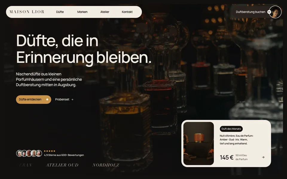 Website-Demo: Maison Lior, Parfümerie
