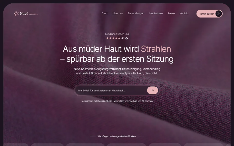 Website-Demo: Nuvé, Kosmetikstudio