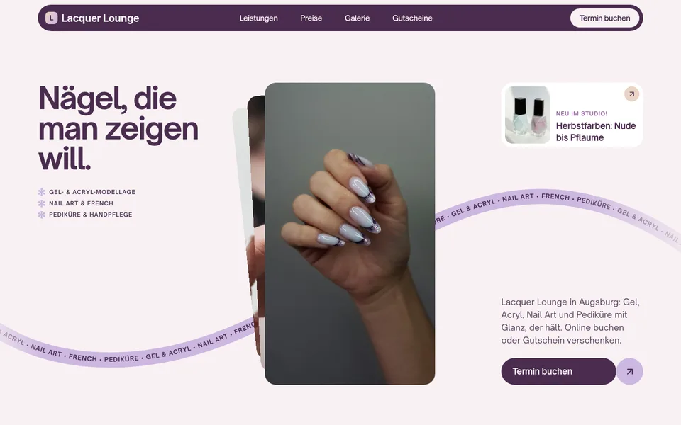 Website-Demo: Lacquer Lounge, Nagelstudio